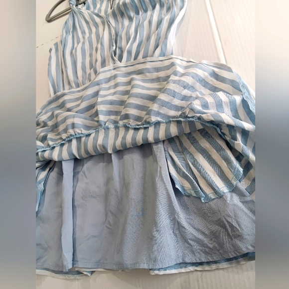 Mustard Seed Women's (Size S) Blue-Gray & White Stripe Mini Dress (NWT) - Picture 7 of 11